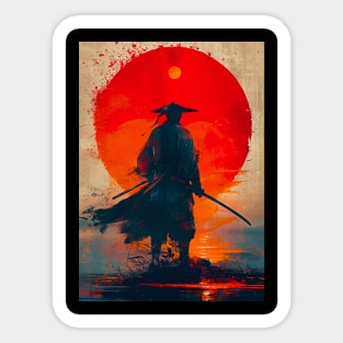 Red Moon Samurai Sticker